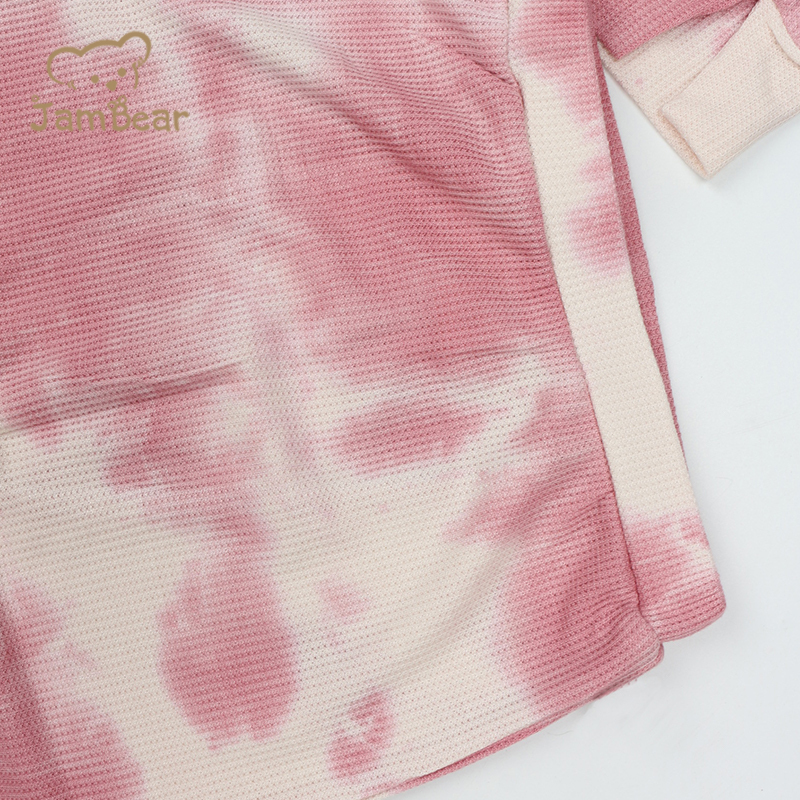 Sustainable baby pajamas long sleeve organic pajamas bamboo children 95% bamboo 5% spandex waffle 230gsm tie dye eco friendly