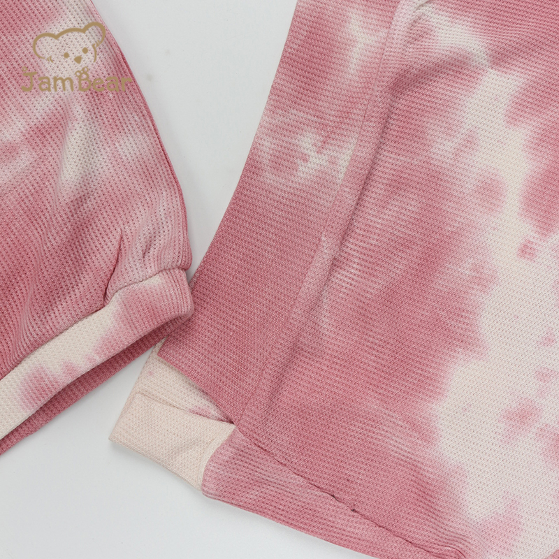 Sustainable baby pajamas long sleeve organic pajamas bamboo children 95% bamboo 5% spandex waffle 230gsm tie dye eco friendly