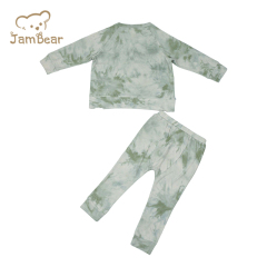 Organic bamboo kid pajamas sustainable baby pyjamas eco friendly 95% bamboo 5% spandex waffle 230gsm tie dye