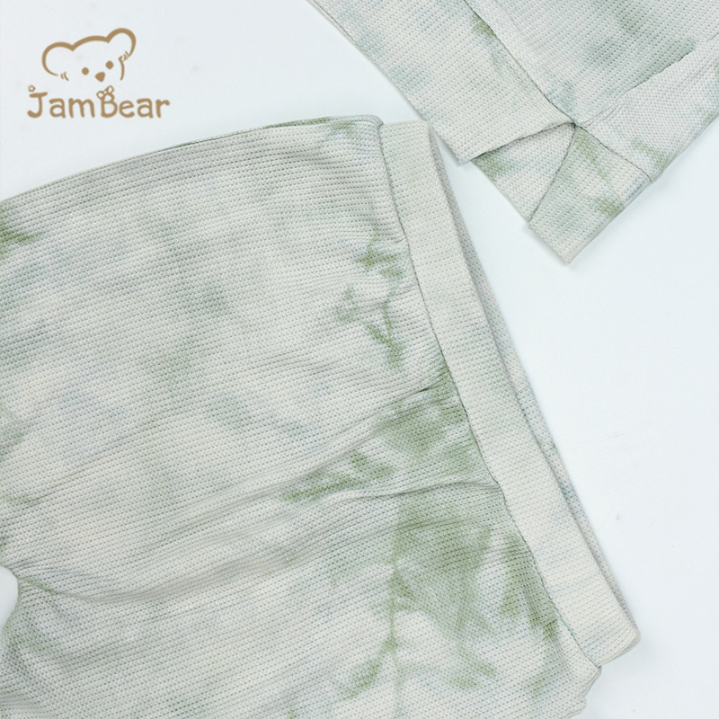 Organic bamboo kid pajamas sustainable baby pyjamas eco friendly 95% bamboo 5% spandex waffle 230gsm tie dye