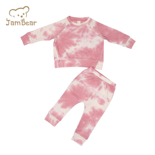 Sustainable baby pajamas long sleeve organic pajamas bamboo children 95% bamboo 5% spandex waffle 230gsm tie dye eco friendly