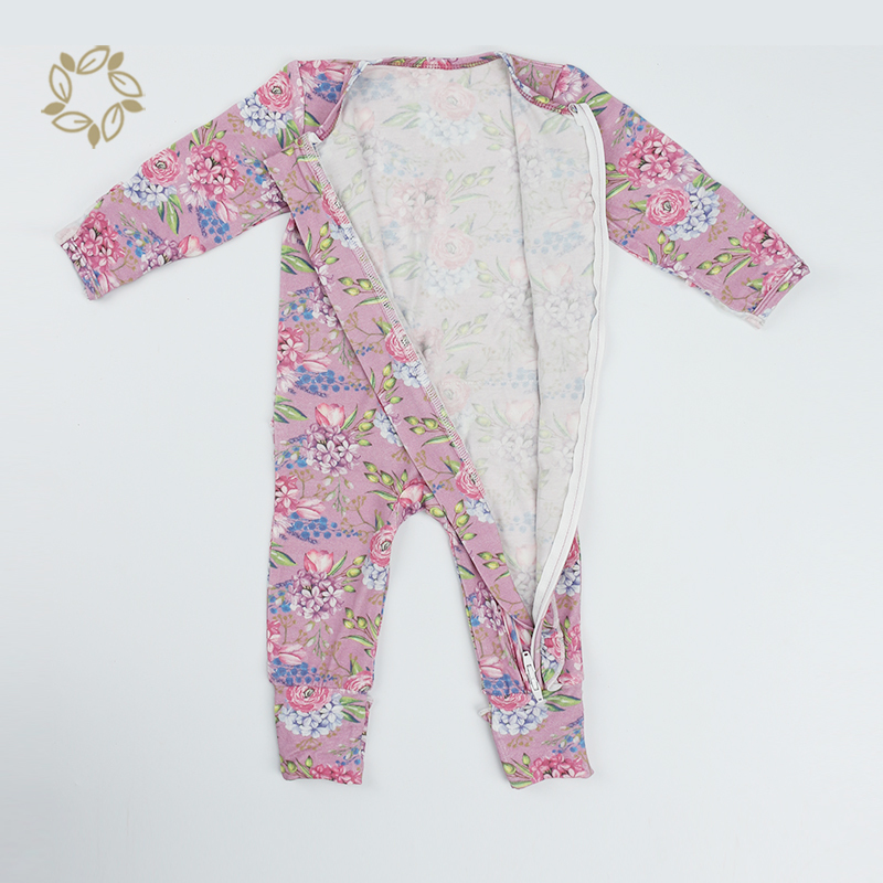 Baby ruffle zip romper organic cotton newbron ruffles sleepsuit ruffled baby romper footies