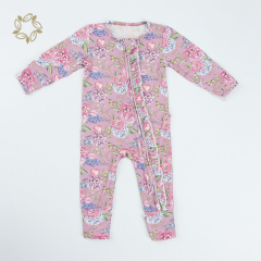 Baby ruffle zip romper organic cotton newbron ruffles sleepsuit ruffled baby romper footies