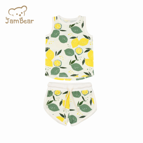 Summer pajamas bamboo children short sleeve custom printed bamboo pajamas 95% bamboo viscose 5% spandex jersey 240gsm digital printing