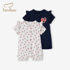 100% Organic cotton short sleeve baby romper sustainable summer baby onesie eco friendly baby girls' rompers