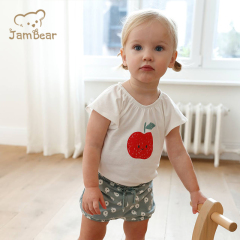 100% Organic cotton baby girl shorts set sustainable toddler shorts set summer baby shorts and t shirt eco friendly t shirt and shorts