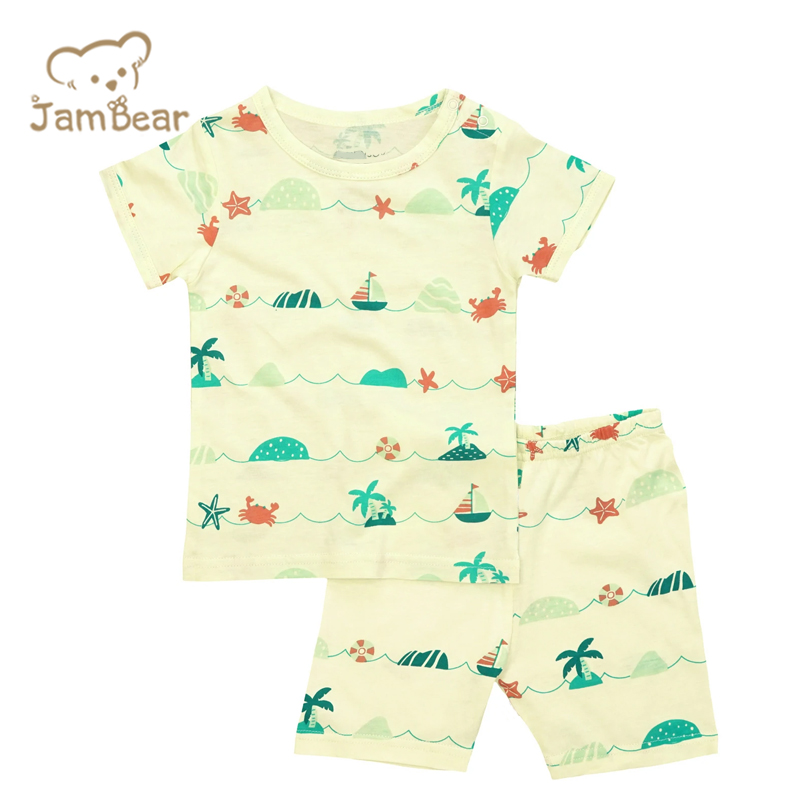 Jambear Short Sleeve Lounge Sets Eco-Friendly Two Piece Sleepers Organic Baby Loungewear Toddler Short Sets