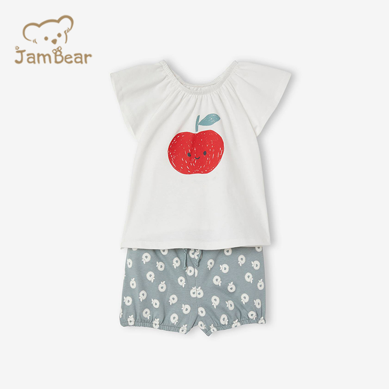 100% Organic cotton baby girl shorts set sustainable toddler shorts set summer baby shorts and t shirt eco friendly t shirt and shorts