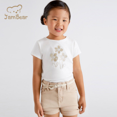 Summer basic short sleeve T-shirt girl organic cotton Kids t shirts sustainable Children Tshirt eco friendly
