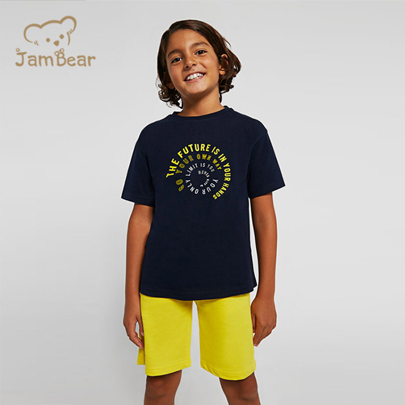 Organic cotton kid shorts set sustainable boys shorts sets summer eco friendly shorts set boy short sleeve