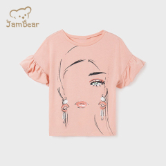 Organic bamboo short puffed sleeve t-shirt girl summer kids girl t shirt sustainable children tshirt eco friendly