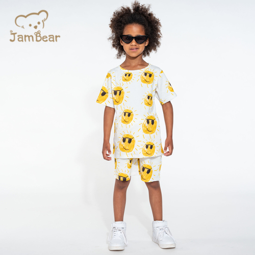 Sustainable kids t shirt and shorts set summer organic cotton jersey children set eco friendly kids shorts set boys