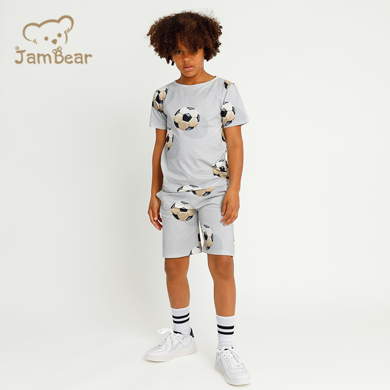 Summer organic cotton jersey children set eco friendly kids shorts set sustainable kids t shirt and shorts set