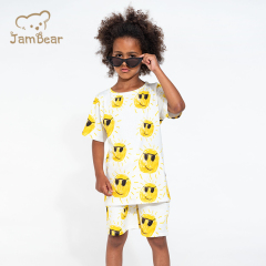 Sustainable kids t shirt and shorts set summer organic cotton jersey children set eco friendly kids shorts set boys