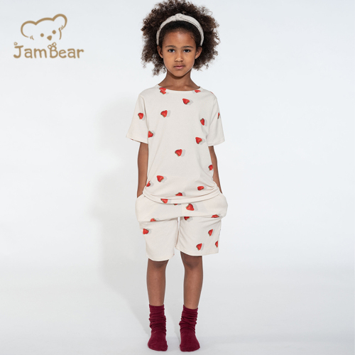 Summer organic cotton jersey children set eco friendly kids shorts set sustainable kids t shirt and shorts set