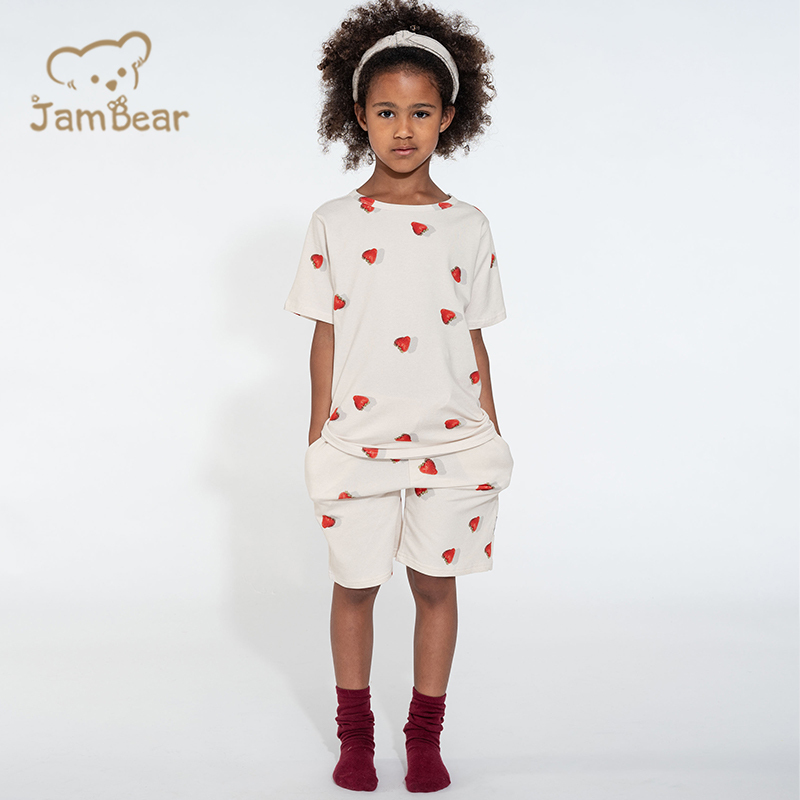 Summer organic cotton jersey children set eco friendly kids shorts set sustainable kids t shirt and shorts set