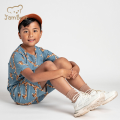 Sustainable kids t shirt and shorts set summer organic cotton jersey children set eco friendly kids shorts set boys