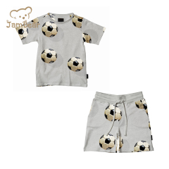 Summer organic cotton jersey children set eco friendly kids shorts set sustainable kids t shirt and shorts set