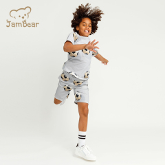 Summer organic cotton jersey children set eco friendly kids shorts set sustainable kids t shirt and shorts set