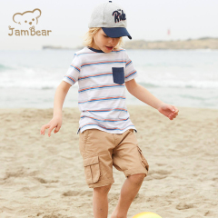 Summer cargo-style bermuda shorts for boys sustainable kids cargo shorts 100% organic cotton boys shorts kid short sweat pants