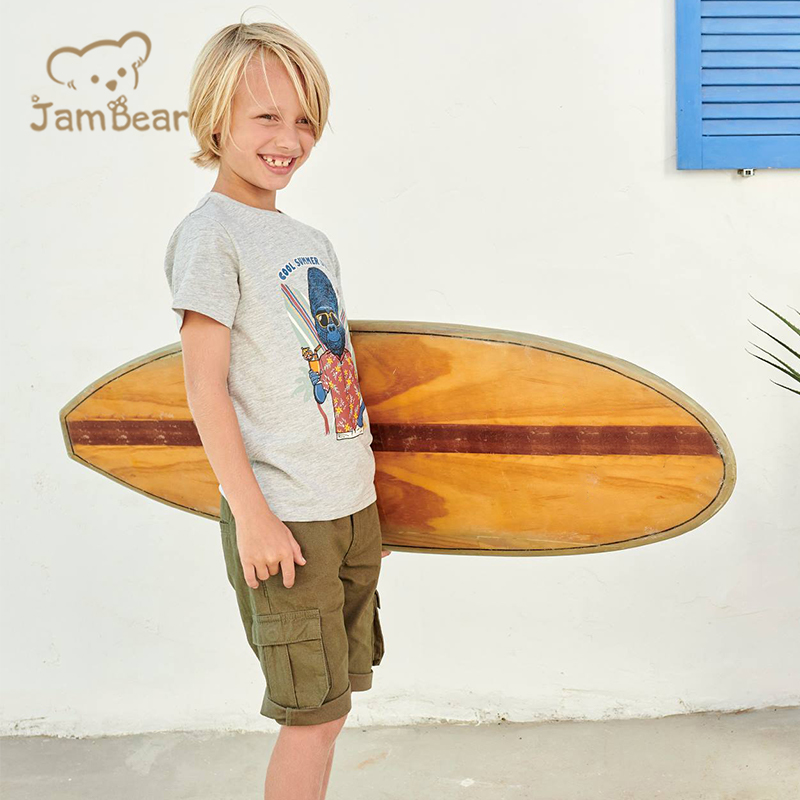 100% Organic cotton kids cargo shorts eco friendly boys shorts sustainable cargo-style bermuda shorts for boys