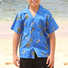 Summer children hawaiian shirt 100% organic cotton kids poolside shirt sustainable kids shirt printing short sleeve eco friendly
