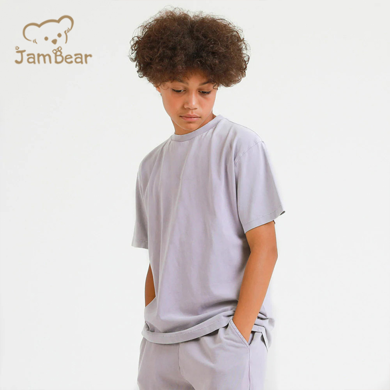 100% Organic cotton kids t shirt and shorts eco friendly kids shorts set short sleeve boys shorts set sustianable