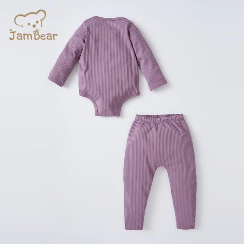 Organic cotton ribbed bodysuit and pant set baby onesie set sustainable baby ribbed onesie and jogger set infant sleepsuit