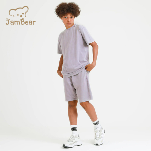 100% Organic cotton kids t shirt and shorts eco friendly kids shorts set short sleeve boys shorts set sustianable