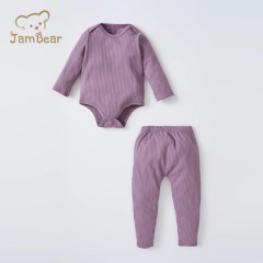 Organic cotton ribbed bodysuit and pant set baby onesie set sustainable baby ribbed onesie and jogger set infant sleepsuit