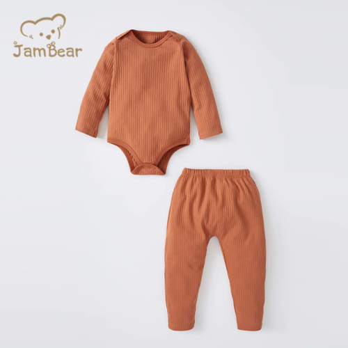 Organic cotton ribbed bodysuit and pant set baby onesie set sustainable baby ribbed onesie and jogger set infant sleepsuit