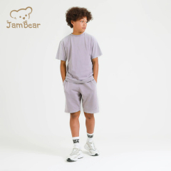 100% Organic cotton kids t shirt and shorts eco friendly kids shorts set short sleeve boys shorts set sustianable