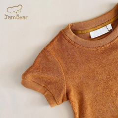 100% Organic cotton toddler terry cloth top and shorts eco friendly toddler towelling t shirt and shorts sustainable