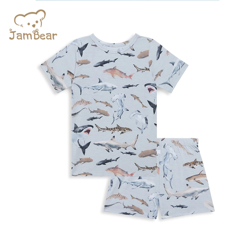 JamBear toddler short sets organic baby clothes Organic cotton kids Pajamas Set eco-friendly two piece sleepers