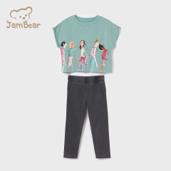 Organic cotton leggings set girl short sleeve t shirt and leggings sustainable 2 piece leggings set eco friendly