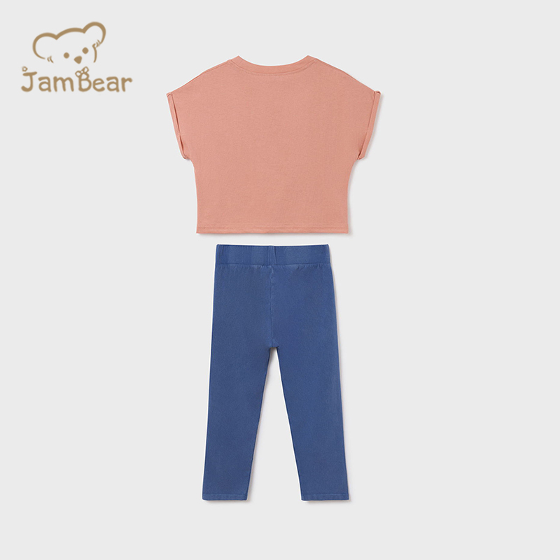 Organic cotton leggings set girl short sleeve t shirt and leggings sustainable 2 piece leggings set eco friendly