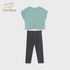 Organic cotton leggings set girl short sleeve t shirt and leggings sustainable 2 piece leggings set eco friendly