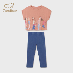 Organic cotton leggings set girl short sleeve t shirt and leggings sustainable 2 piece leggings set eco friendly