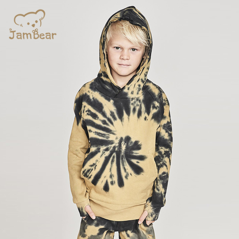 Sustainable kids tie dye hoodies organic cotton hoodie for boy eco friendly hoodies children