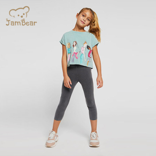 Organic cotton leggings set girl short sleeve t shirt and leggings sustainable 2 piece leggings set eco friendly