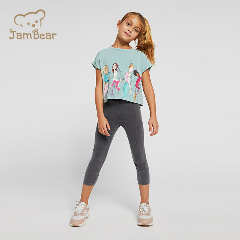 Organic cotton leggings set girl short sleeve t shirt and leggings sustainable 2 piece leggings set eco friendly