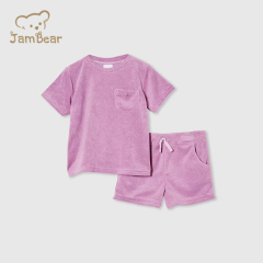 100% Organic cotton terry towelling Set short sleeve toddler terry cloth short set sustainable towel cloth shorts set eco friendly