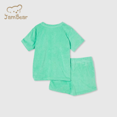 100% Organic cotton terry towelling Set short sleeve toddler terry cloth short set sustainable towel cloth shorts set eco friendly