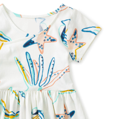 100% cotton knit dresses organic baby clothes Short Sleeve Twirl Dresses Organic cotton baby summer dress