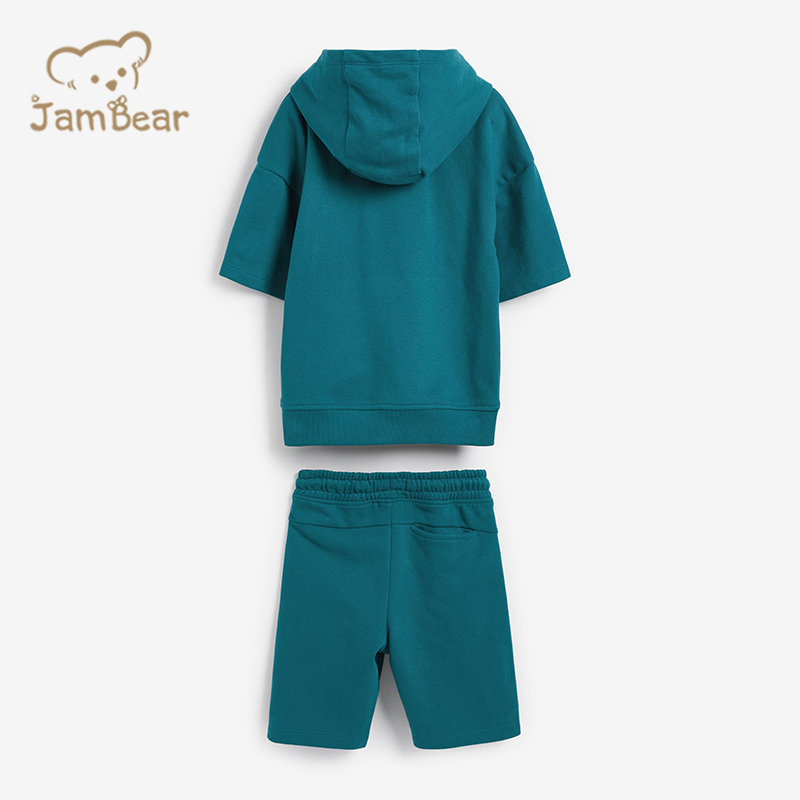 100% Organic cotton kids hoodie and shorts eco friendly boys sweatsuits sustainable boys clothing set