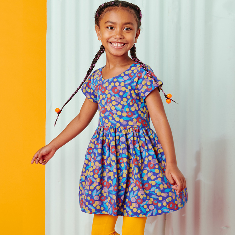 Short Sleeve Twirl Dress 100% cotton knit dresses Girls' loose skirt with short sleeves organic baby clothes