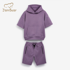 100% Organic cotton kids hoodie and shorts eco friendly boys sweatsuits sustainable boys clothing set