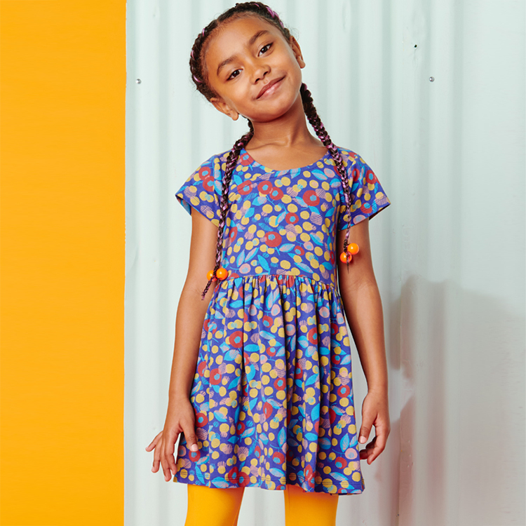 Short Sleeve Twirl Dress 100% cotton knit dresses Girls' loose skirt with short sleeves organic baby clothes
