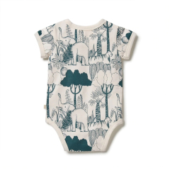 Short sleeve rib bodysuit summer baby romper Organic Cotton Unisex Baby suit organic baby clothes Eco Infants onesie