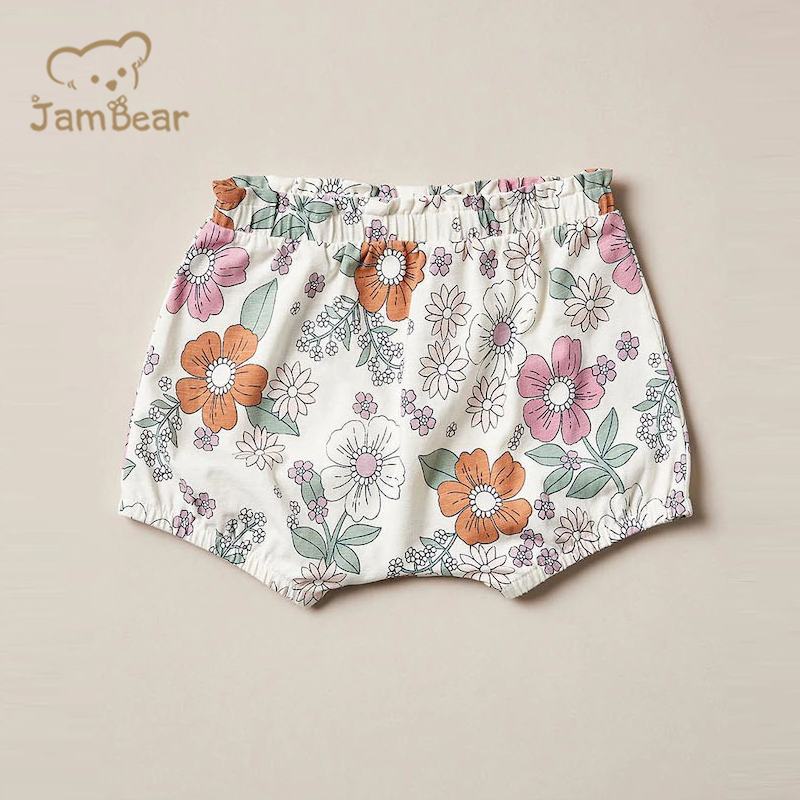 Sustainable baby organic cotton jersey shorts printed eco friendly baby pants shorts baby summer shorts
